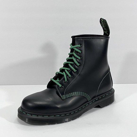 NEW DR MARTENS 1460 GS SMOOTH MOD BOOTS (BLACK/GREEN - Picture 6 of 9